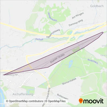 Схема покрытия компании Stadtverkehr Aschaffenburg (Поезд)