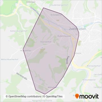 Stadtwerke Zweibrücken (Cable Car) coverage area map