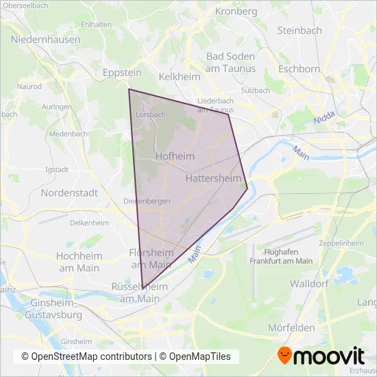 HLB Hessenbus Hofheim (Cable Car) coverage area map