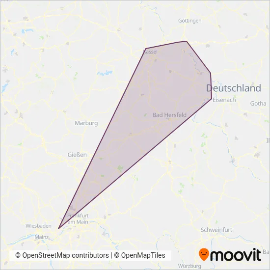 DB Regio Bus Mitte (Cable Car) coverage area map