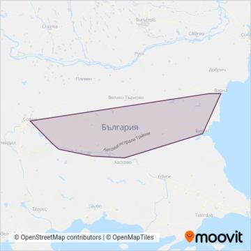 Схема покрытия компании BDZ Passengers