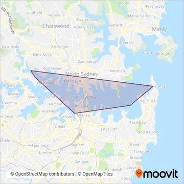 Mapa del área de cobertura de Captain Cook Cruises
