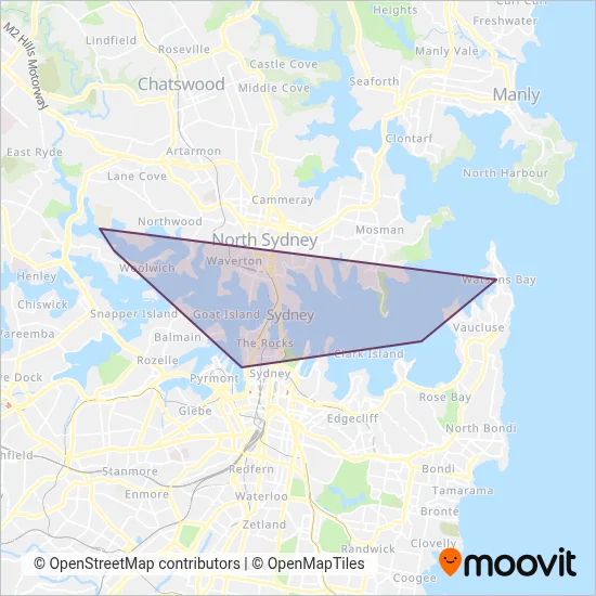 Mapa del área de cobertura de Captain Cook Cruises