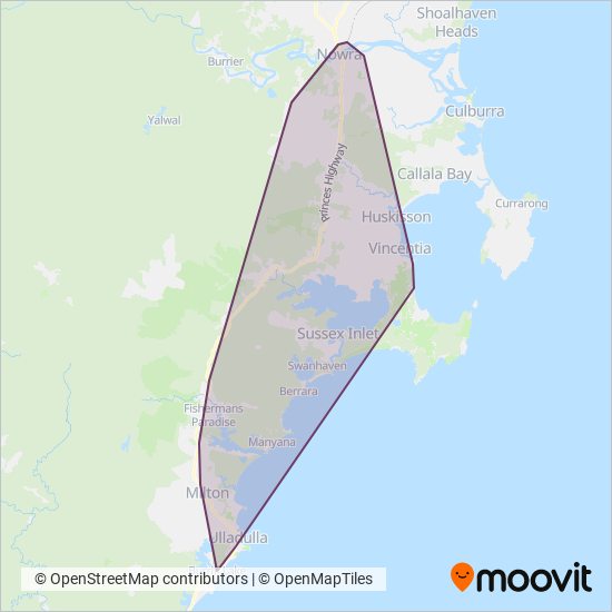 Nowra Coaches coverage area map
