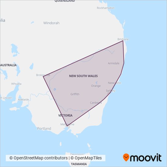 NSW TrainLink coverage area map