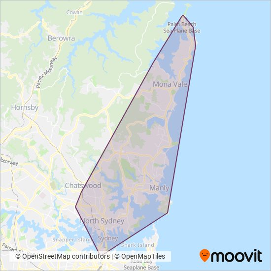 Keolis Downer Northern Beaches coverage area map