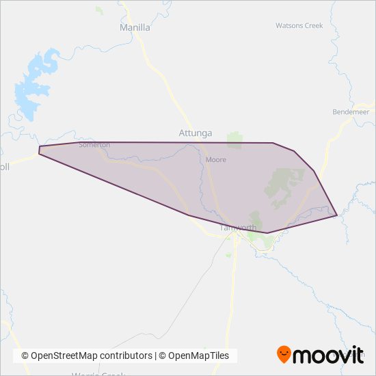 Mapa del área de cobertura de Macphersons Tamworth