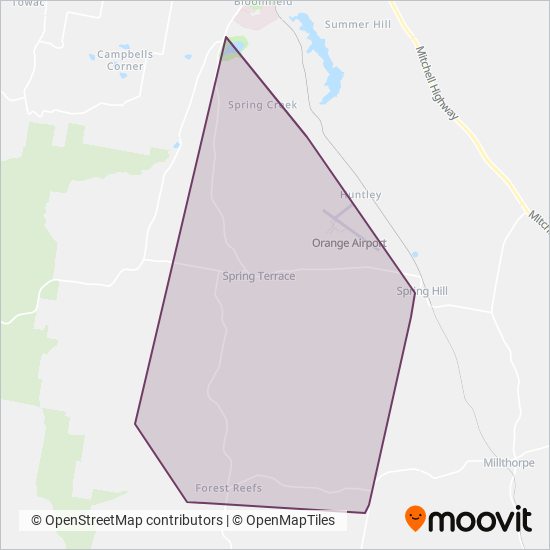 Cooks Buses Orange coverage area map