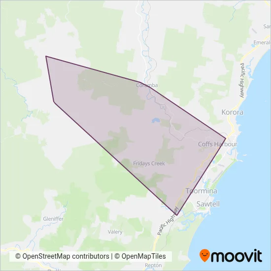 Mapa del área de cobertura de PA & TJ Beaumont Pty Ltd