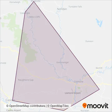Simes Bros. Coaches coverage area map