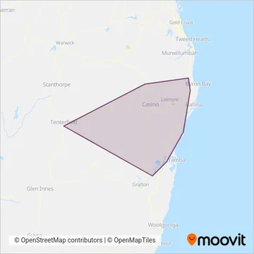 Northern Rivers Buslines coverage area map