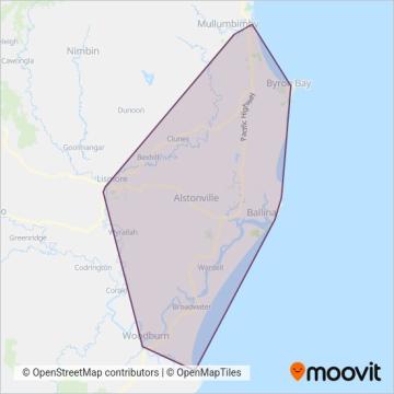 Ballina Buslines coverage area map