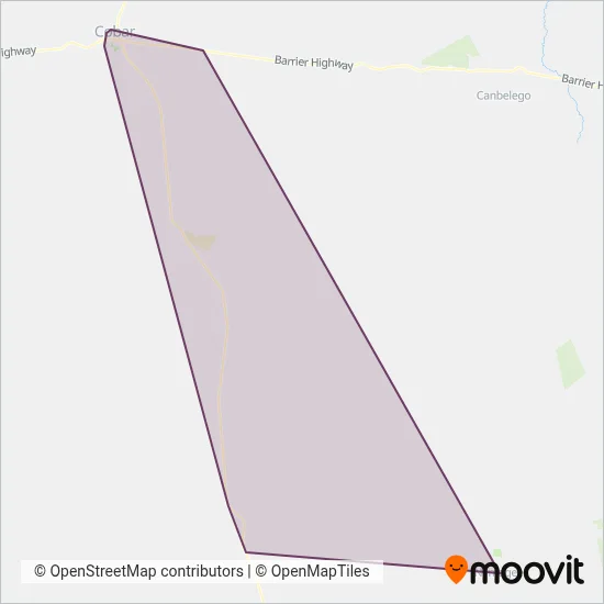 Mapa del área de cobertura de Spence's Coaches Western