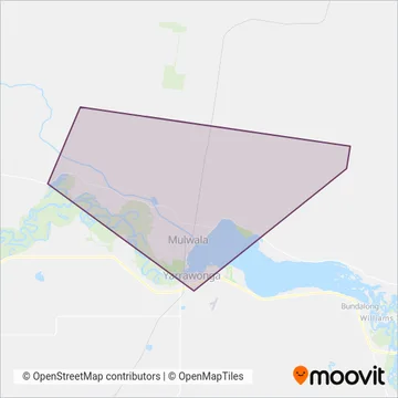 Mapa del área de cobertura de Woods Bus Lines