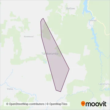 Mapa del área de cobertura de Bunson Pty Ltd
