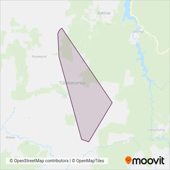 Mapa del área de cobertura de Bunson Pty Ltd