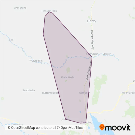 Mapa del área de cobertura de Lieschke Buslines
