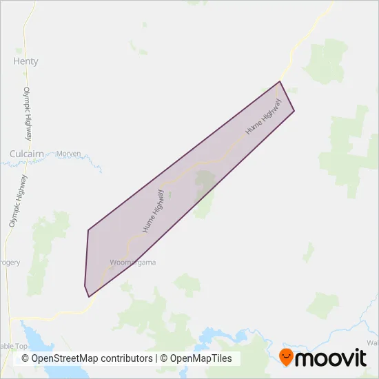 Mapa del área de cobertura de Papworth's Bus Service Pty Ltd