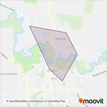 Mapa del área de cobertura de James Newtons Bus Service Pty Ltd