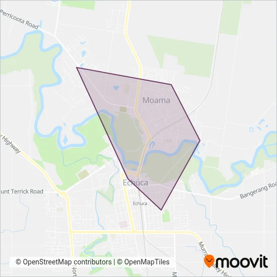 Mapa del área de cobertura de James Newtons Bus Service Pty Ltd