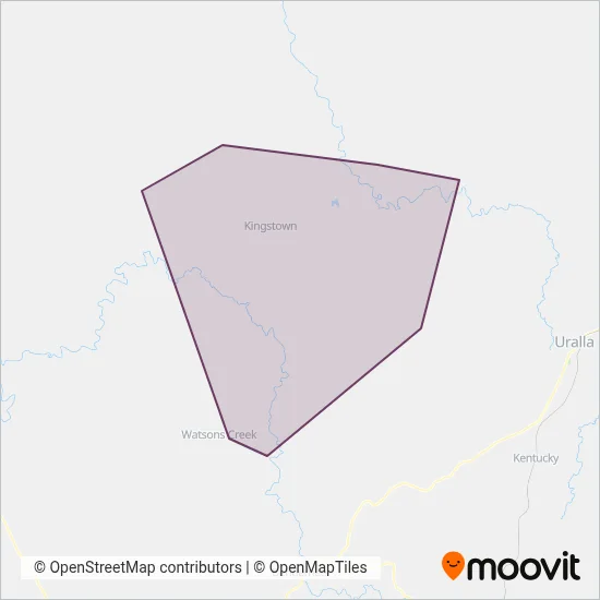 Mapa del área de cobertura de Kingstown Bus Company Pty Ltd