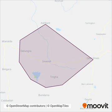 Mapa del área de cobertura de Cavanagh Bus & Coach