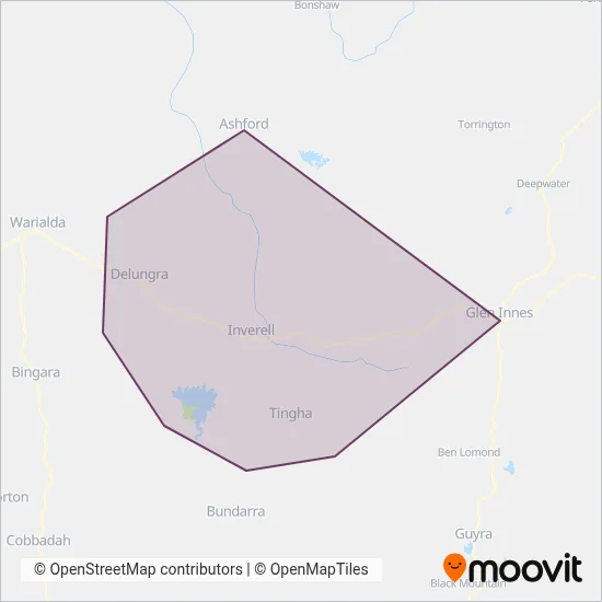 Mapa del área de cobertura de Cavanagh Bus & Coach
