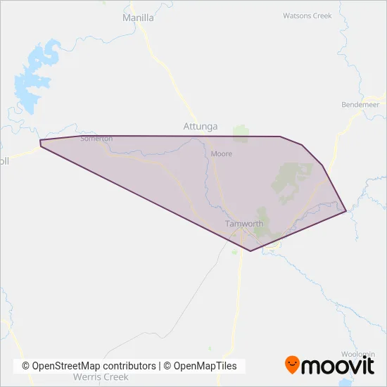Mapa del área de cobertura de Macphersons Tamworth