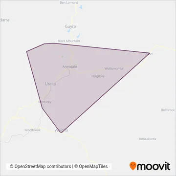 Mapa del área de cobertura de Edwards Coaches