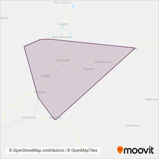 Mapa del área de cobertura de Edwards Coaches