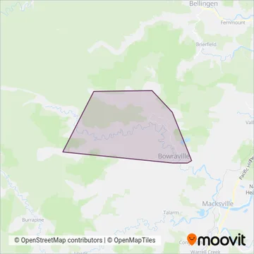 Mapa del área de cobertura de Baldwin's Bus Service