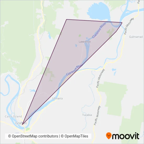 Mapa del área de cobertura de CTC Buses