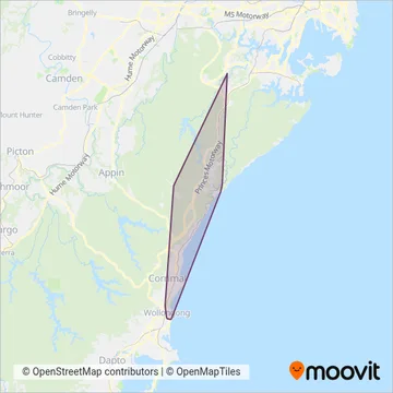 Mapa del área de cobertura de Premier Charters