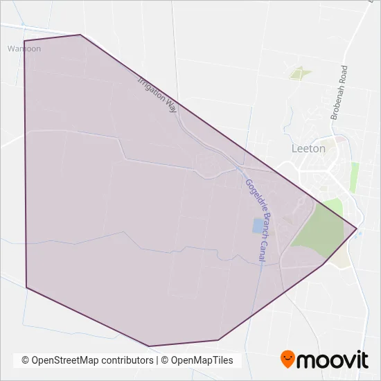 Mapa del área de cobertura de Yanco Bus Pty Ltd