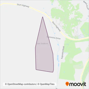 Mapa del área de cobertura de San Isidore Buses