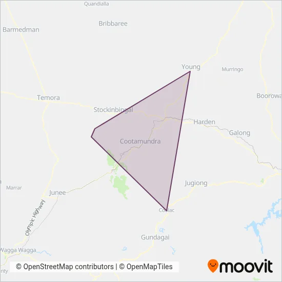 Mapa del área de cobertura de Tregear Buses Pty Ltd