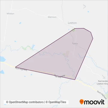 Mapa del área de cobertura de Celis Bus Service