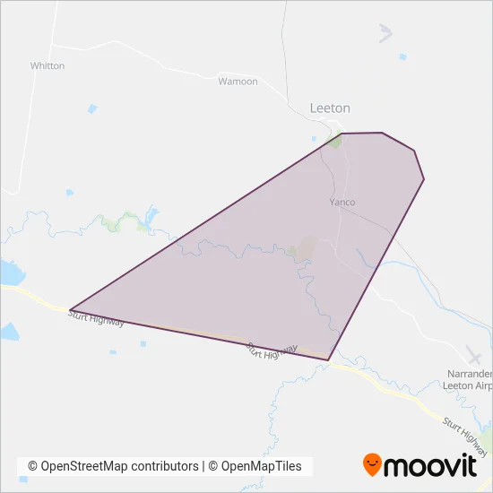 Mapa del área de cobertura de Celis Bus Service