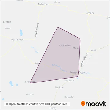 Mapa del área de cobertura de Allens Coaches