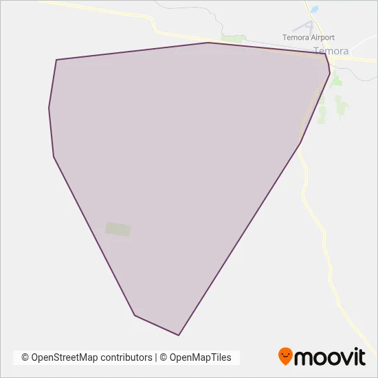 Mapa del área de cobertura de Temora Buses