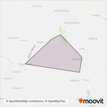 Mapa del área de cobertura de Makeham's Coaches
