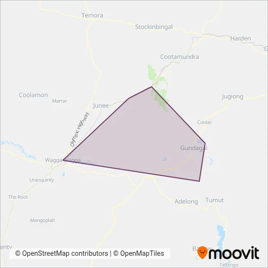 Mapa del área de cobertura de Makeham's Coaches