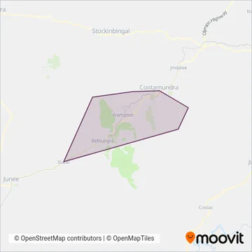 Mapa del área de cobertura de WR & MR Imrie Bus Services