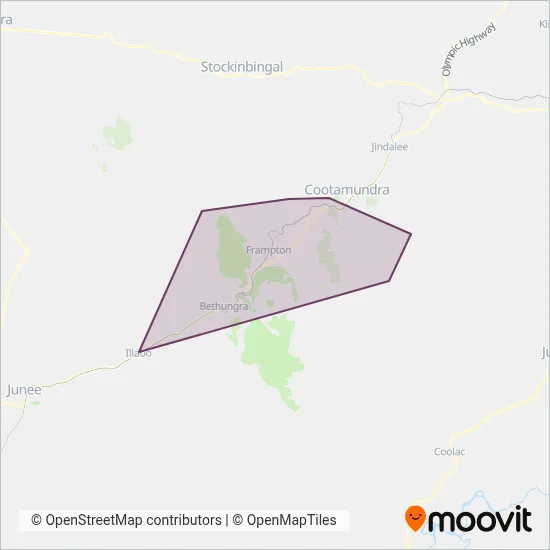 Mapa del área de cobertura de WR & MR Imrie Bus Services