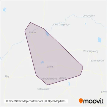 Mapa del área de cobertura de MIA Coaches