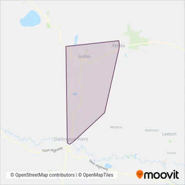 Mapa del área de cobertura de Griffith Buslines