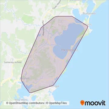 Mapa del área de cobertura de Redbus CDC NSW