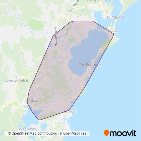 Mapa del área de cobertura de Redbus CDC NSW