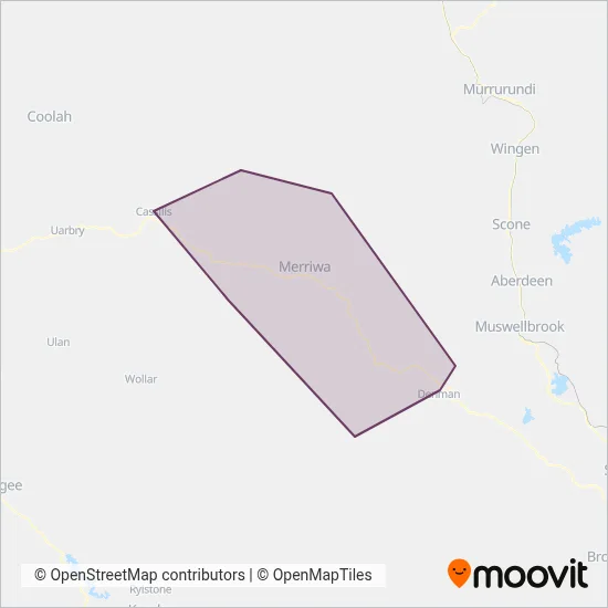 Mapa del área de cobertura de Cowans Bus Service