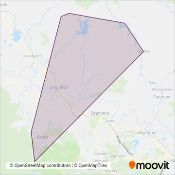 Mapa del área de cobertura de Gardner Buses